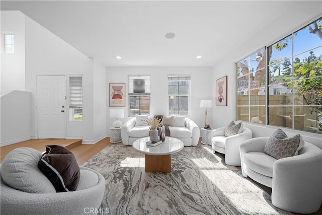 living room with hardwood / wood-style floors