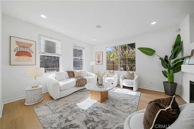 living room featuring light wood-type flooring