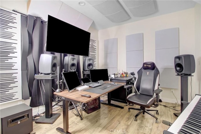 office space featuring light hardwood / wood-style floors