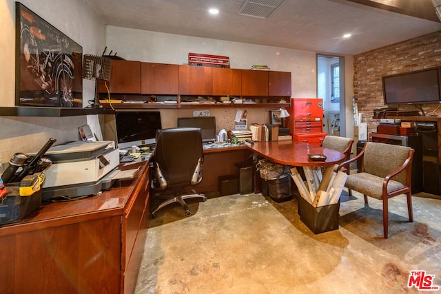 home office featuring built in desk