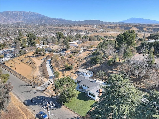 drone / aerial view with a mountain view