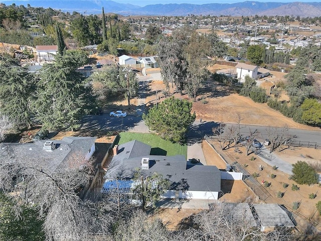 bird's eye view with a mountain view