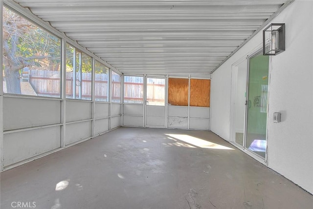 view of unfurnished sunroom