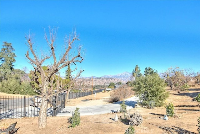 view of yard featuring a mountain view