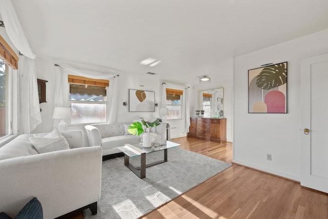 living room featuring light hardwood / wood-style flooring