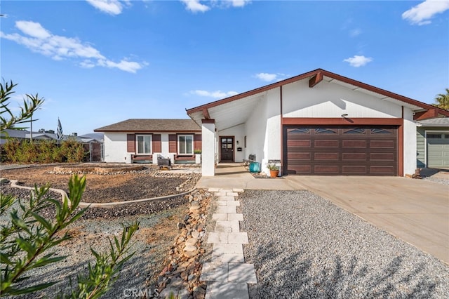 view of front of property featuring a garage