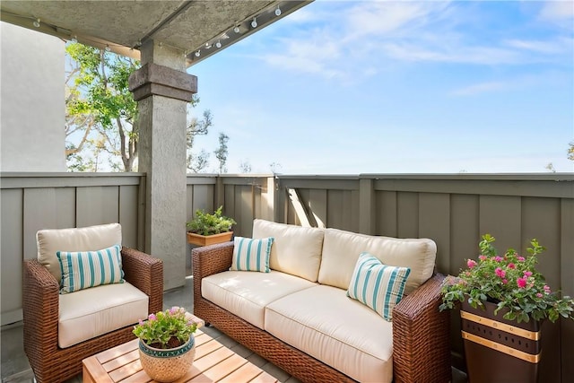 balcony featuring an outdoor living space