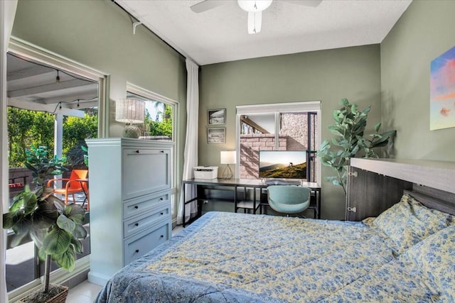 bedroom featuring ceiling fan