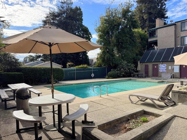 view of pool featuring a patio