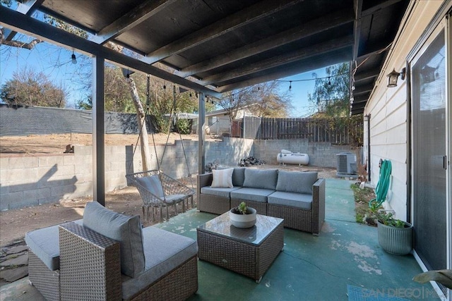 view of patio / terrace with an outdoor hangout area and central AC unit