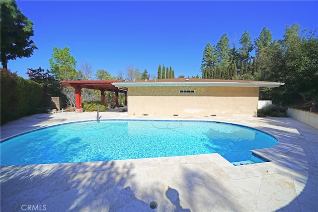 view of swimming pool with a patio