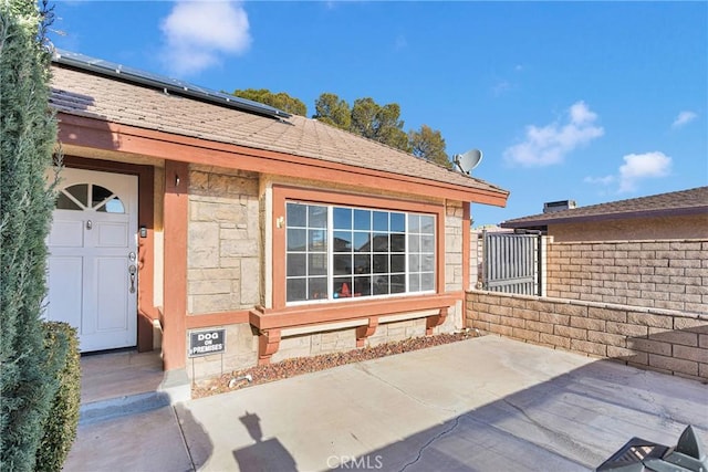 entrance to property with solar panels