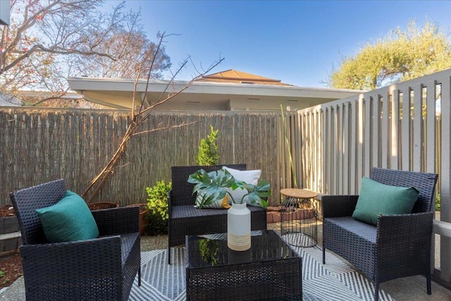 view of patio featuring an outdoor living space