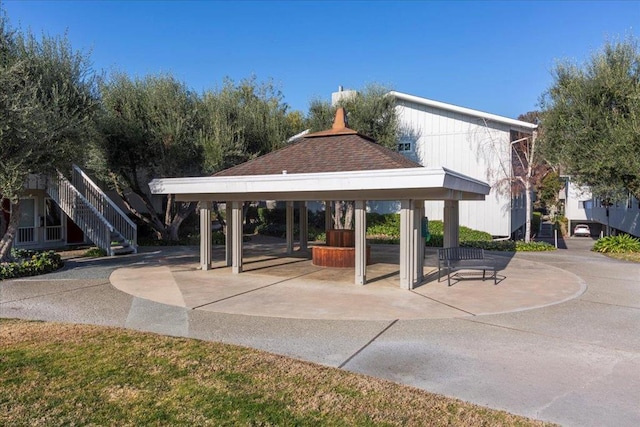 view of property's community featuring a gazebo and a patio