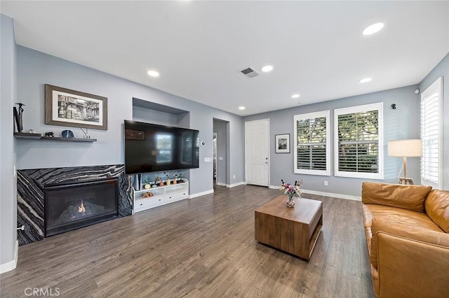 living room featuring wood-type flooring