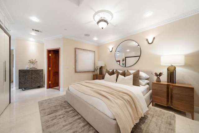 bedroom featuring ornamental molding