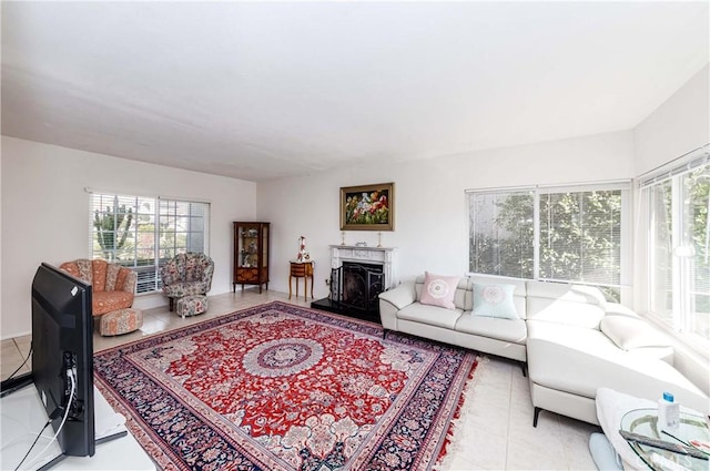 view of tiled living room