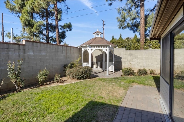 view of yard with a gazebo