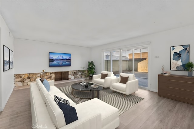 living room with light wood-type flooring