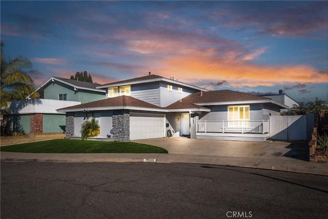 view of property featuring a garage