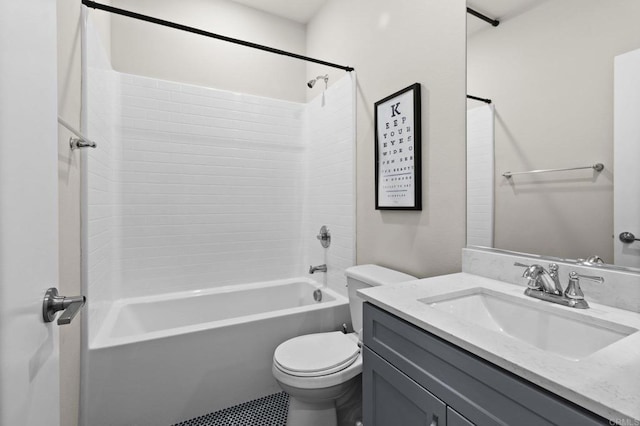 full bathroom featuring vanity, toilet, and bathtub / shower combination