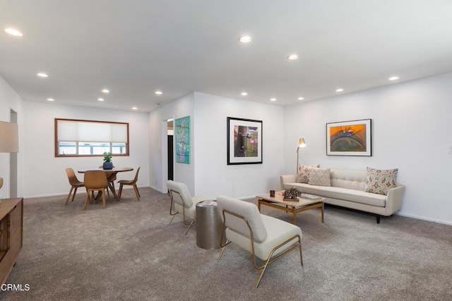 living room with carpet floors