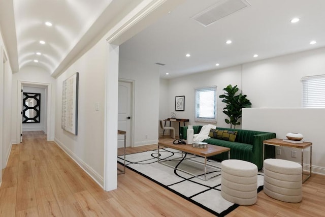 living room featuring light wood-type flooring