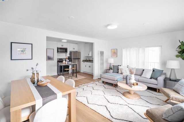 living room featuring light hardwood / wood-style flooring