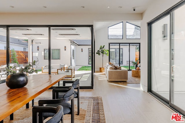 office area featuring light hardwood / wood-style flooring