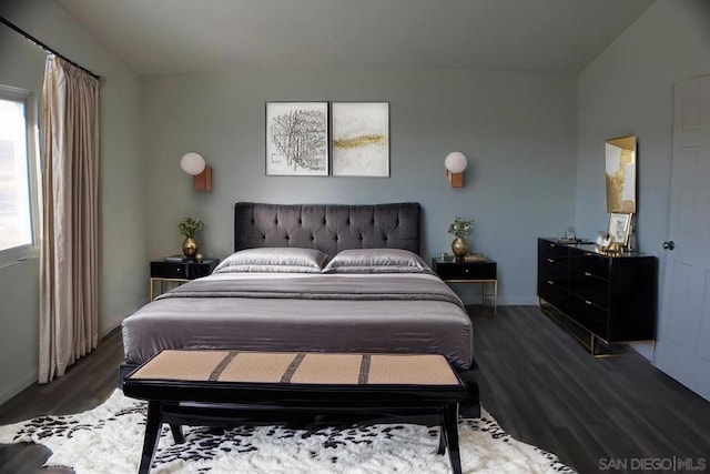 bedroom featuring dark wood-type flooring