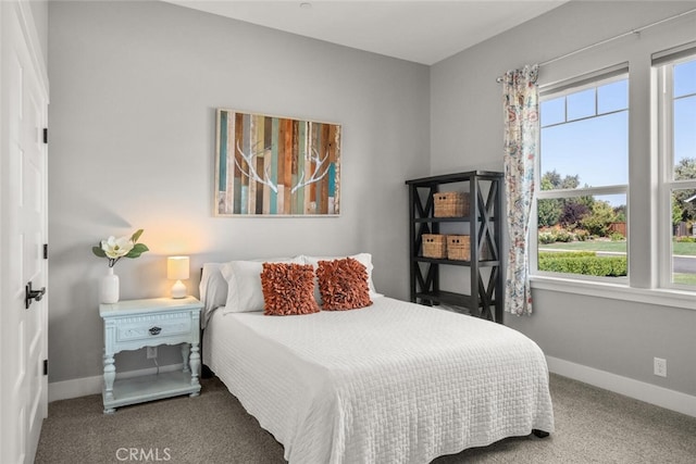 bedroom featuring multiple windows and carpet flooring