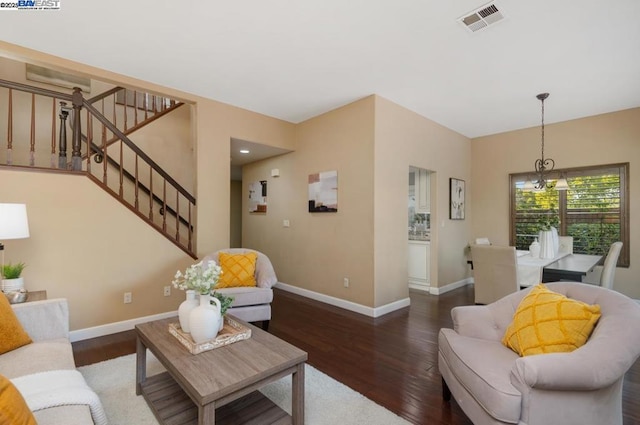 living room featuring dark hardwood / wood-style flooring