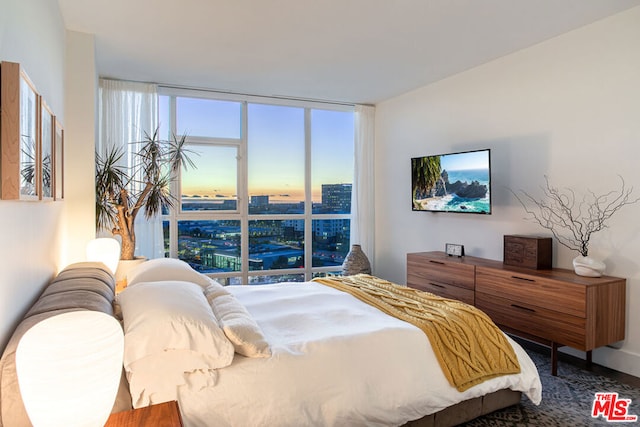 bedroom with expansive windows