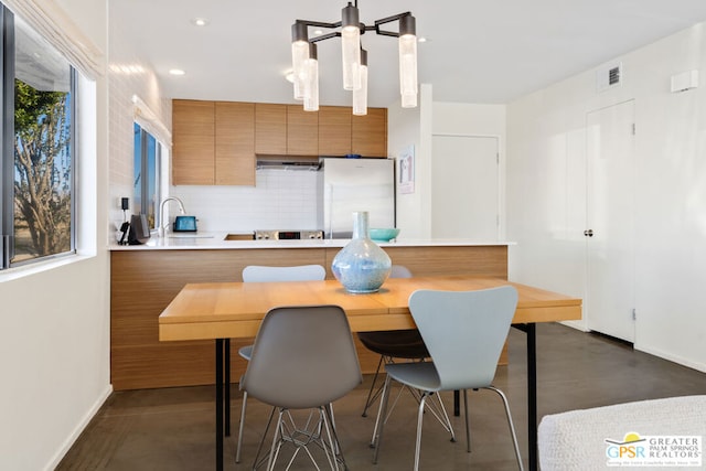 dining area with sink