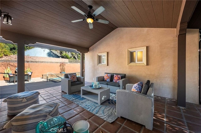 view of patio / terrace featuring an outdoor living space and ceiling fan