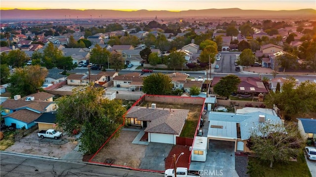 view of aerial view at dusk