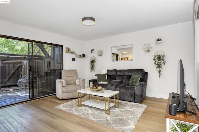 living room with light hardwood / wood-style floors