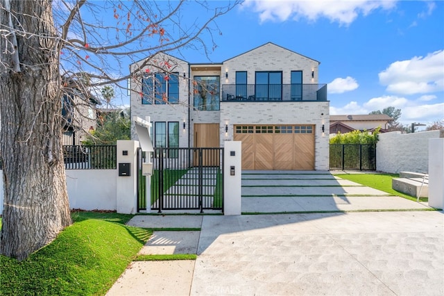 view of front of house with a balcony and a garage