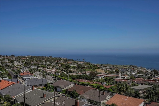 aerial view with a residential view and a water view