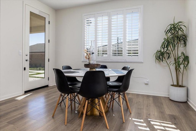 dining area featuring wood-type flooring