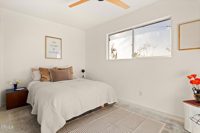 bedroom featuring ceiling fan