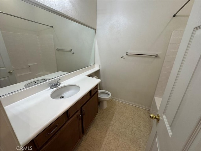 full bathroom featuring vanity, toilet, and shower / bath combination