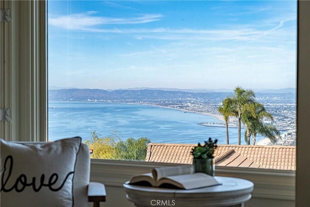 property view of water featuring a mountain view