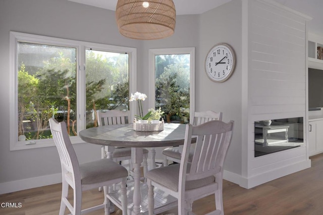 dining space featuring hardwood / wood-style flooring