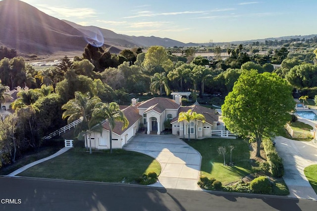 drone / aerial view with a mountain view