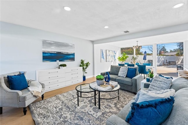 living room with light wood-type flooring