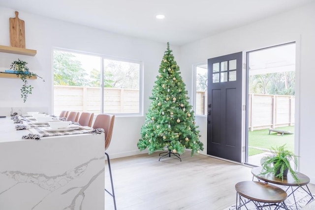 entryway with light hardwood / wood-style flooring