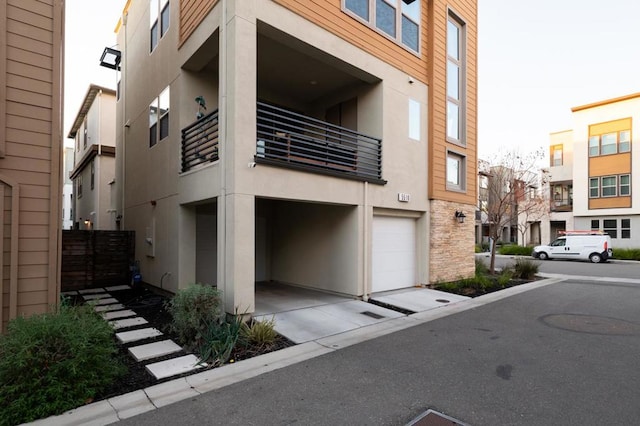 view of building exterior with a garage