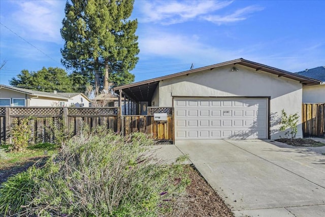 exterior space with a garage