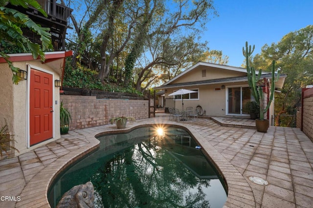 view of pool featuring a patio